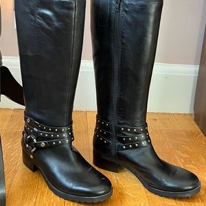 Nine West Leather Boots with gold accents